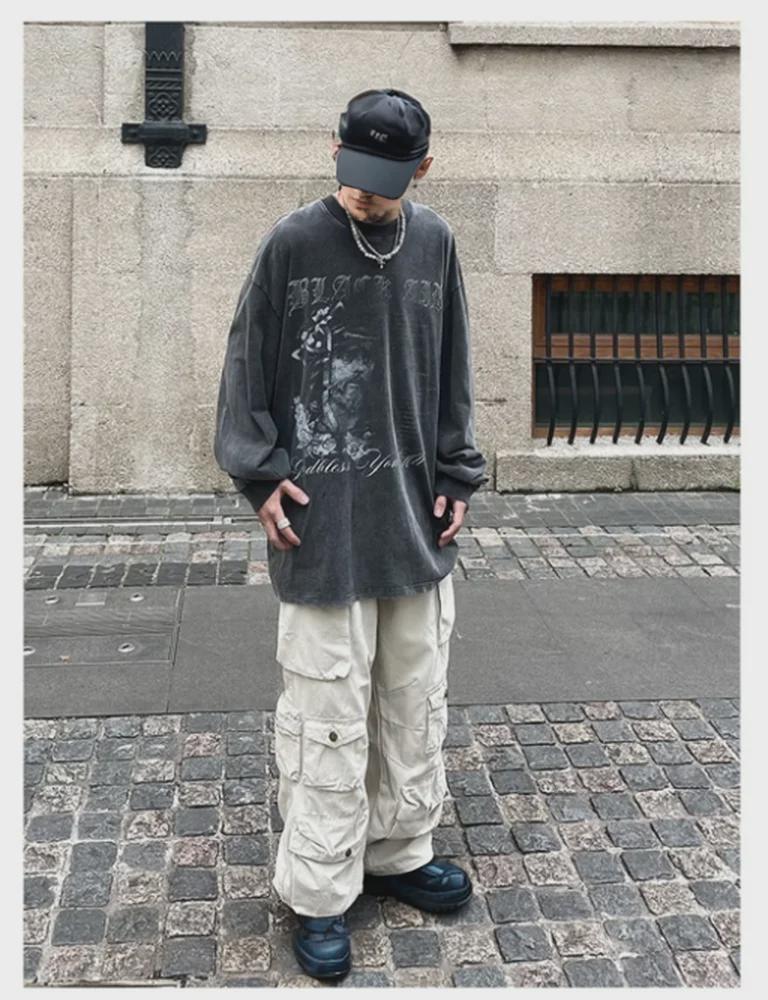 Men's Retro High Street Style Multi-Pocket Workwear Pants