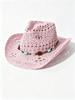Spot Hollow Woven Beaded Accessories Western Cowboy Hat Cowboy Hat European and American Vacation Sunscreen Straw Hat