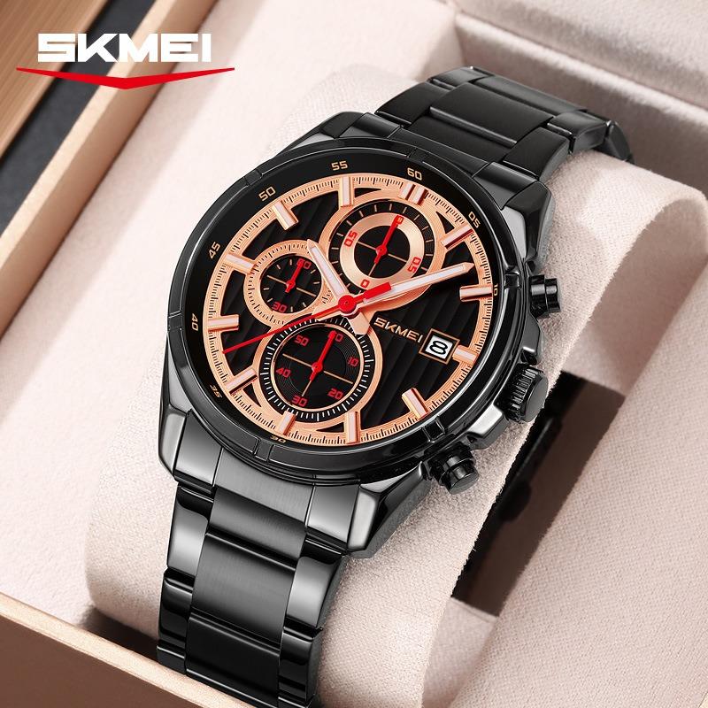 Men's Quartz Watch Multifunctional Waterproof Watch Fashion Watch Business Luminous Steel Belt Quartz Watch Men's