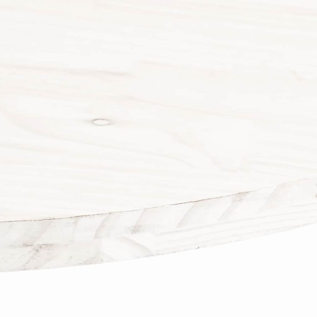 Tabletop, White, 80X40X2.5 Cm, Solid Pine Wood, Oval