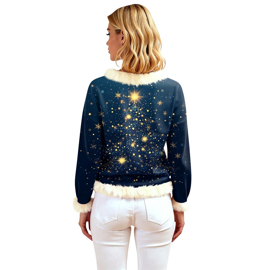 Kvinners uformelle motetrykk Langermet sweatshirt med hette