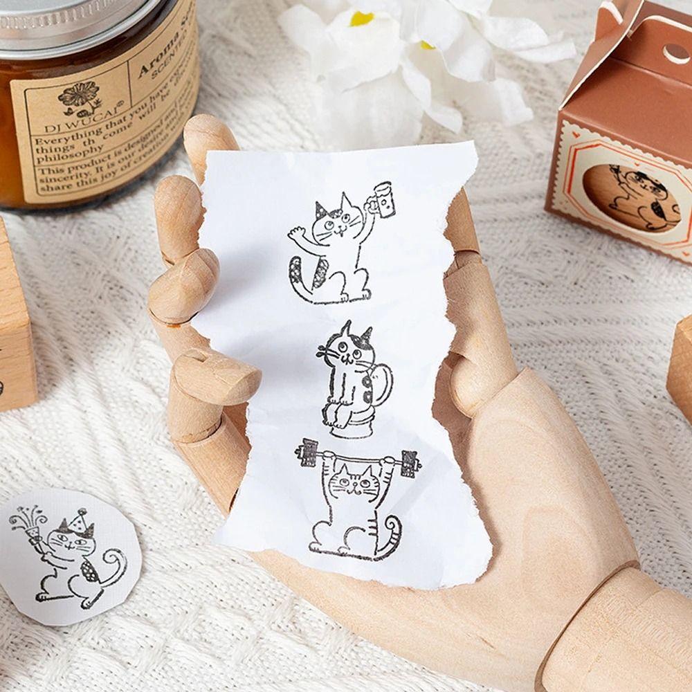 Cute Wooden Rubber Stamps Journal Decoration Stamps  For DIY Card Photo Album Diary Decor