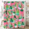 Vibrant Cactus Prints Shower Curtain Cute Bathroom Decor for Girls Women Pink with Greenery Pattern Made from Environmentally Fr