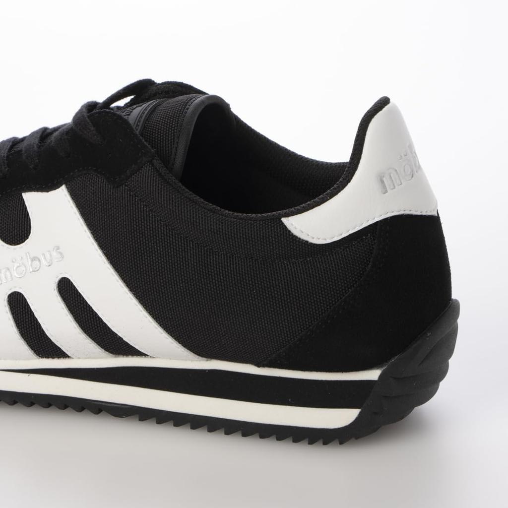 Mobus Men's SINA NY Suede Nylon Sports Casual Walking Shoes with Built-in Functional Insole (Black/Off White, Japanese Shoe Size, Adult, 26.5cm)