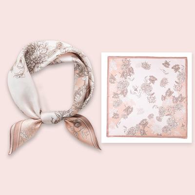 53Cm Spring and Summer New Temperament Women's 100% Mulberry Silk Printed Silk Scarf Fashion Versatile High-end Scarf Shawl