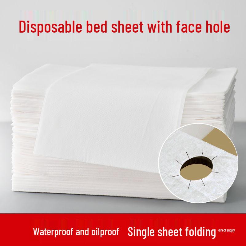 Waterproof Oil-Proof Disposable Massage Bed Sheets with Face Hole for Beauty Salon or Physiotherapy.