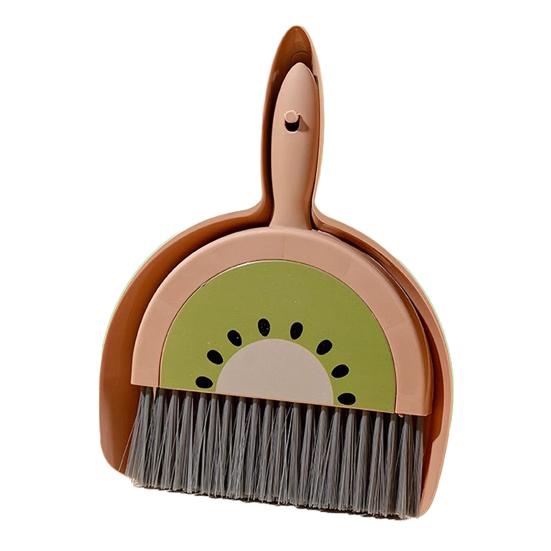 Small Broom Dustpan Set Fruit Themed Anti-scratch Desktop Crumb Sweeper Glass Piano Surfaces Fine Dust Debris Handheld Broom