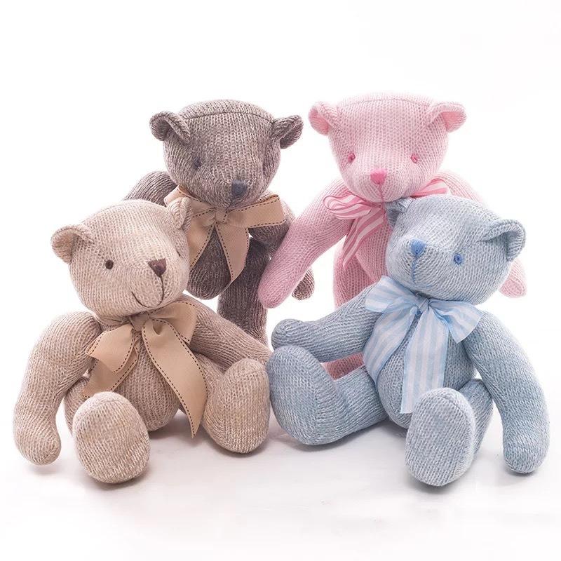 Knitted Teddy Bear Plush Toy - Creative Yarn Doll with Moveable Joints, Articulated Soft Cuddle Toy for Kids & Collectors
