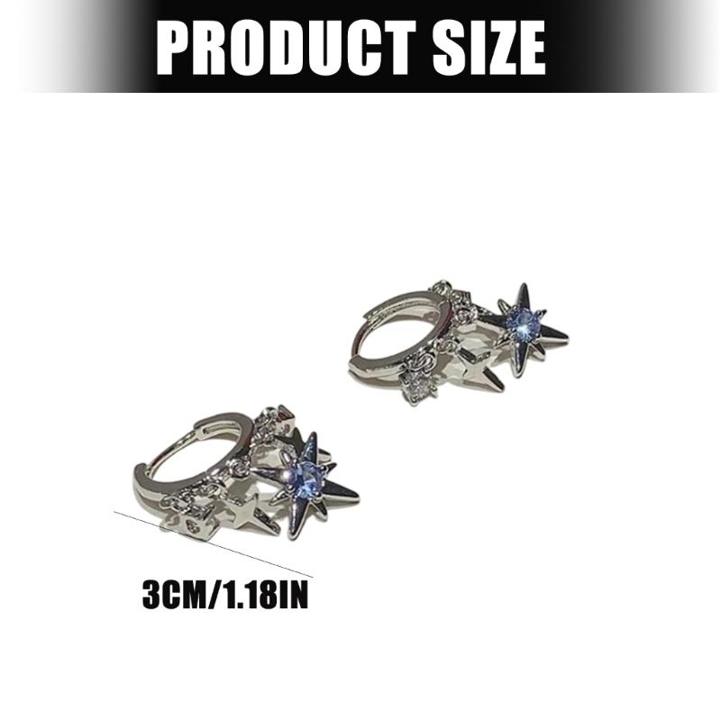 Trendy Blue Octagonal Ear Cuff Metal Lightweight Earring for Daily Wear Special Occasions Gift for Friend