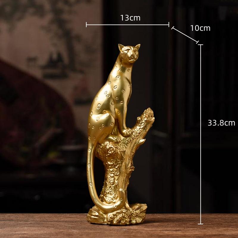 Resin Handicrafts Golden Leopard Simulation Animal Sculpture Cheetah Running Leopard Home Decoration Accessories