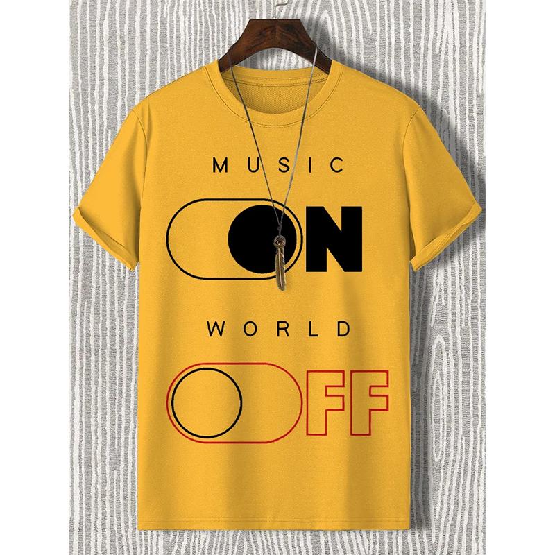 Men Women MUSIC WORLD Letter Printing T Shirt Graphic Harajuku 2025 Street Hip Hop Clothes Causal Female Y2K Tees Tops Clothing