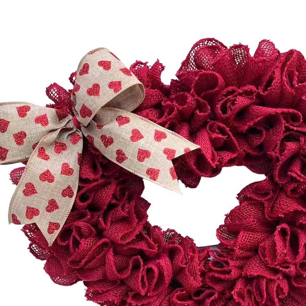 40cm Valentine'S Day Wreath, Hanging Door Heart Wreath Ornament Garland Reusable