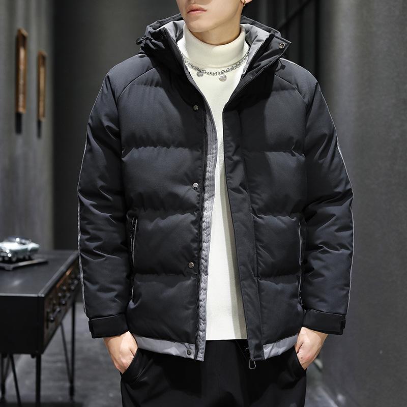 

Утолщенная молния без черного бокового кармана, однотонный мужской хлопковый костюм XXXXXL чёрный