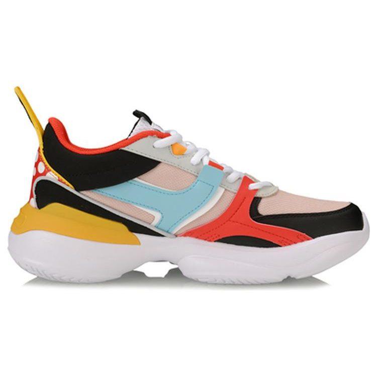 Li Ning Disney 92 Cushioning Slip Resistant Cushioning Slip Resistant Low top Casual Shoes Women's Pink Black AGLP086-8
