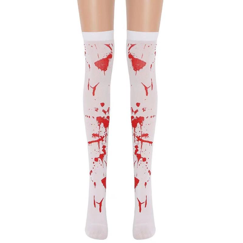 Halloweenkostyme for kvinner Fest Maskeradeklær Blodige sokker Sykepleierstrømper Blodig Zombieblod Halloween Cosplay-sokker