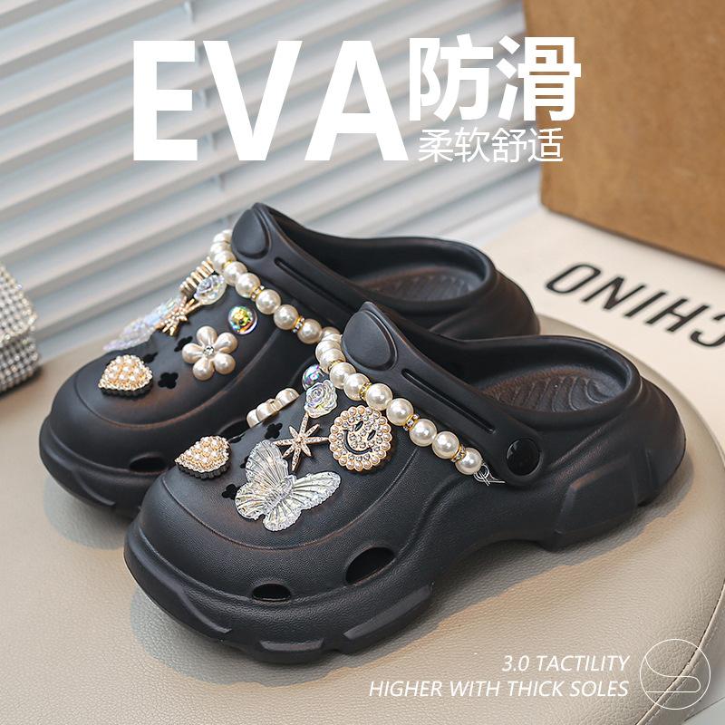 

Детские сандалии-шлепанцы с отверстиями, летние, с сумкой-головой, 2025 новинка, детские, двойного ношения, водонепроницаемые и нескользящие, пляжные шлепанцы для маленькой девочки 36-37