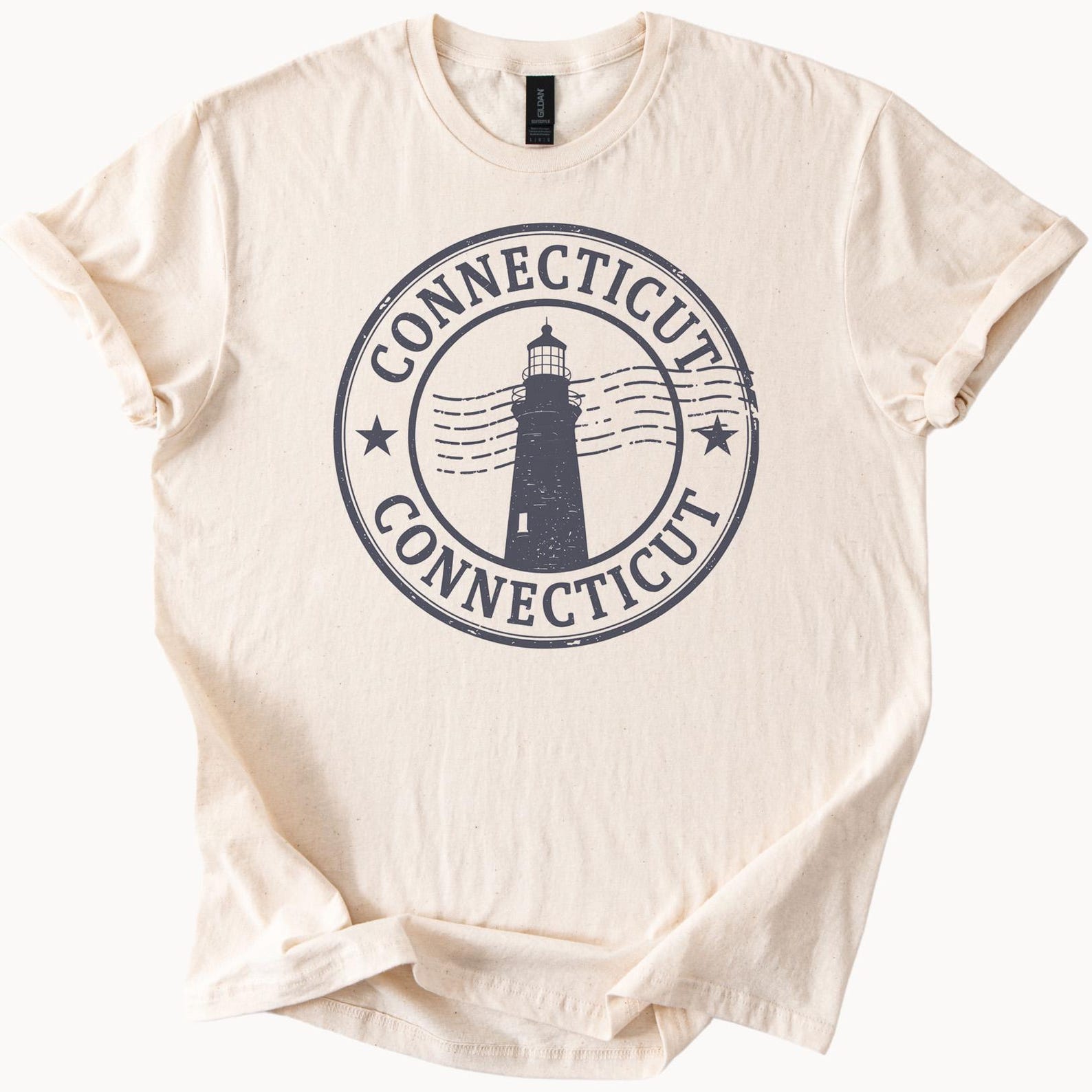 Connecticut Lighthouse Graphic T Shirt Connecticut State Nautical Shirt Lighthouse Print Tee Connecticut Souvenir Shirt Lighthouse Design 100