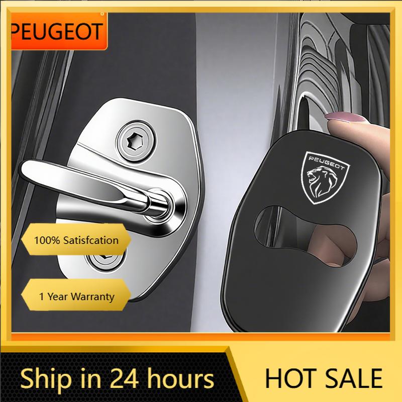 Autocollant de Voiture 2025 Chaud 4 Pièces Boucle de Verrouillage de Porte de Voiture Housses de Protection Couvercle en Alliage de Zinc Pour Peugeot 408 4008 308 3008 Rifter 5008 508