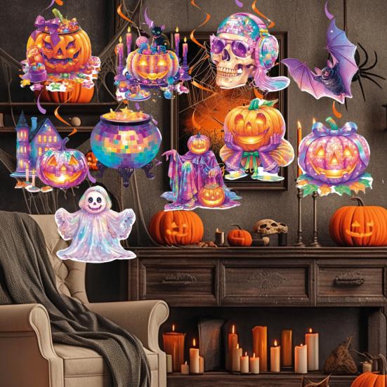 Halloweenská spirálová závěsná visačka Slavnostní atmosféra Dekorace Realistické vzory Spirálové visačky Dekorace na domácí párty