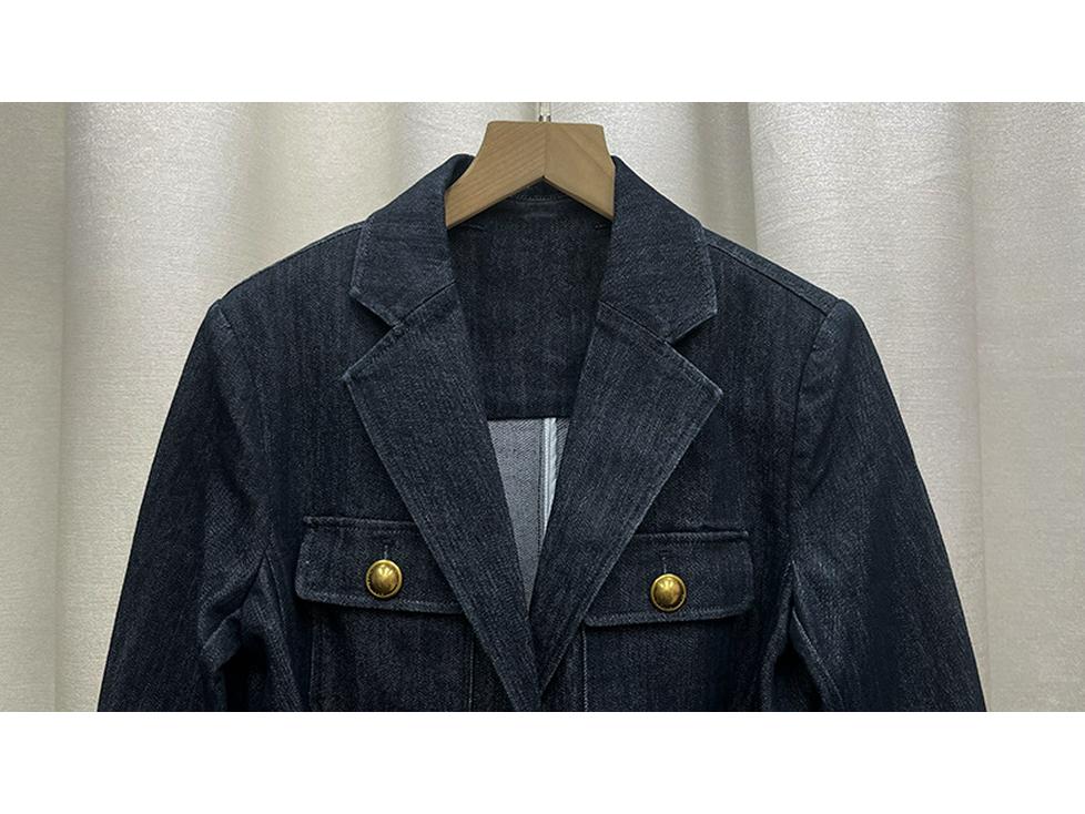Zhu Zhu Blue Denim Women's Two-Piece Set: Stylish Suit Jacket & Slimming Jeans