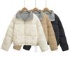Womens Reversible Stand Collar Cotton Puffer Jacket Winter Casual Loose Fit Warm Coat