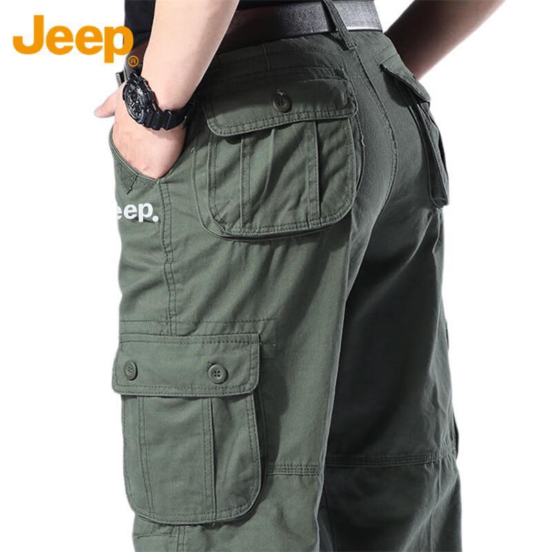 Jeep Men's Loose Fit Straight Leg Multi-Pocket Cargo Pants