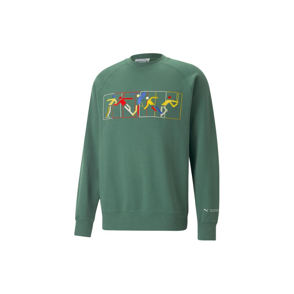 Puma Printed Crew Neck Pullover Casual Sweatshirt Men sweatshirt Vine-Green 539512-37