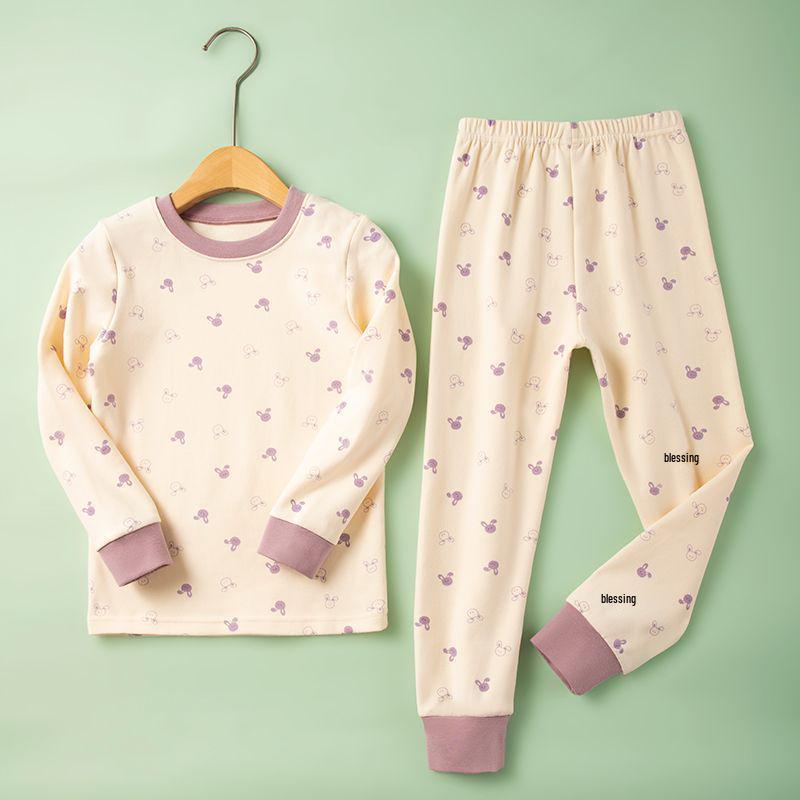 Baby Girl Winter Pajama Set - Warm Printed Long Johns for Toddlers & Kids
