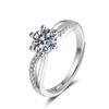 1 Carat Simulated Moissanite Floral Ring – Adjustable Zircon Open Band for Women