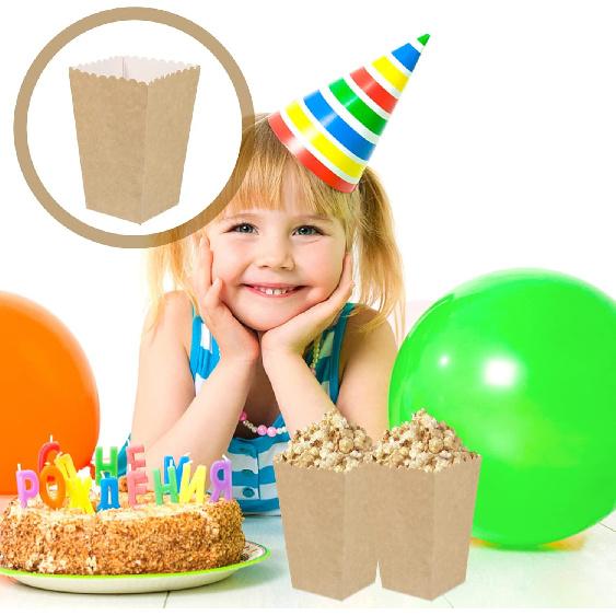 

BESTOYARD 50Pcs Paper Popcorn Boxes, 5.3 X 3.5 Inch Individual Serving Snack Containers, Reusable Oil-Proof Open-Top Design for Movie Nights,