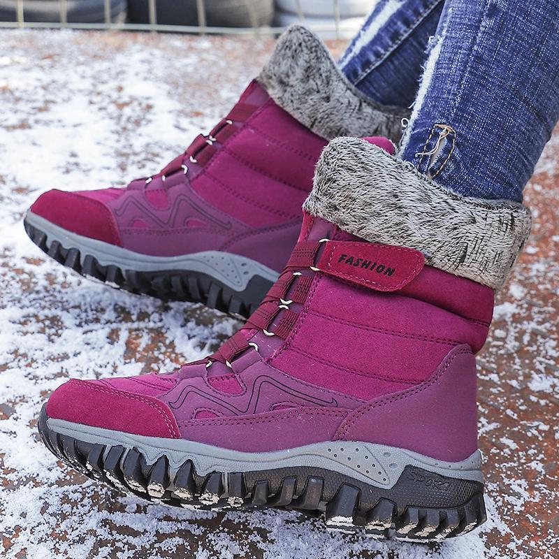 Wear-resistant Women's Snow Boots Fashion High-top Boots Winter Cotton Shoes Plush Hiking Walking Shoes Non-slip