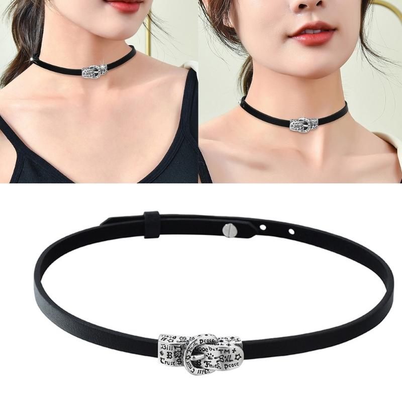 Gothic Collar Necklace Punk Rock Pu Leather Choker Collar Necklace for Women,Teens Girls,Individuality Neck Jewelry