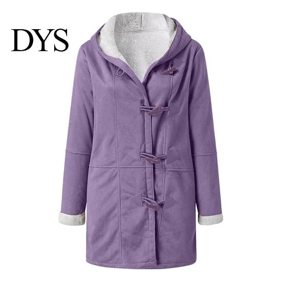 Autumn Coat Lady Winter with Hood And Pockets Thickened Fleece-lined Faux Suede Outerwear Mid Length Thermal Jacket Long Sleeve Outdoor Casual