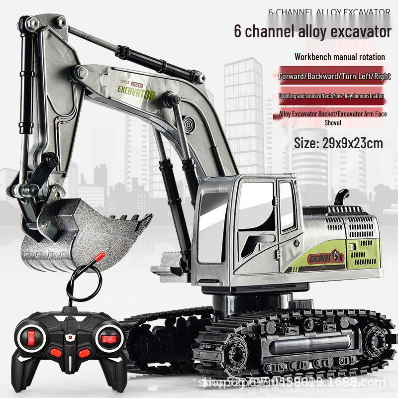 New Remote Control Alloy Excavator Toy for Kids Ages 3-8 - Engineering Vehicle Simulation
