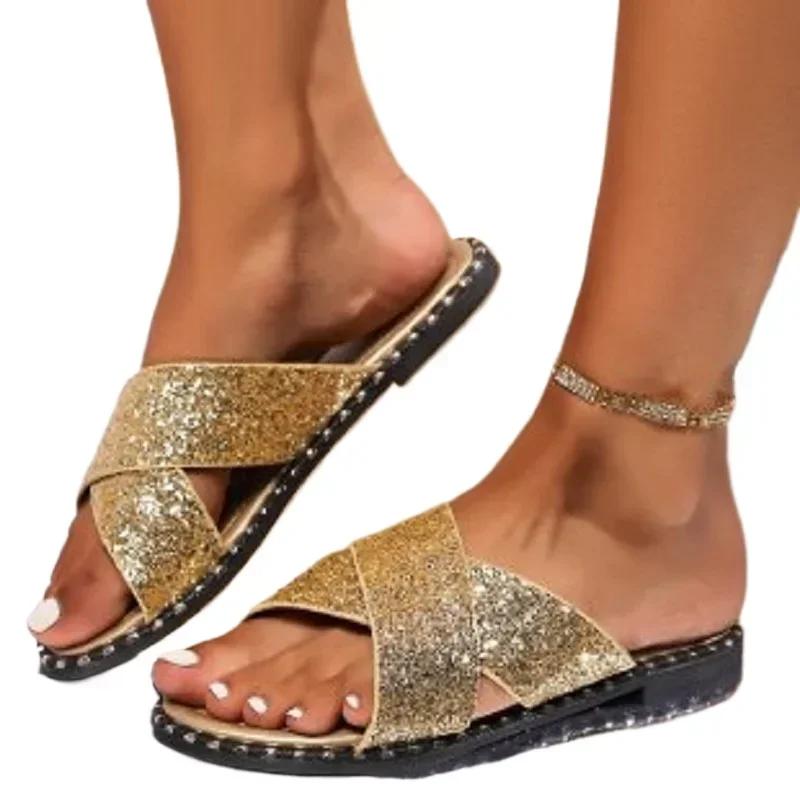 2024 Summer New Women's Flat Shoes Fashion Casual Versatile Popular Slippers Women 36-43