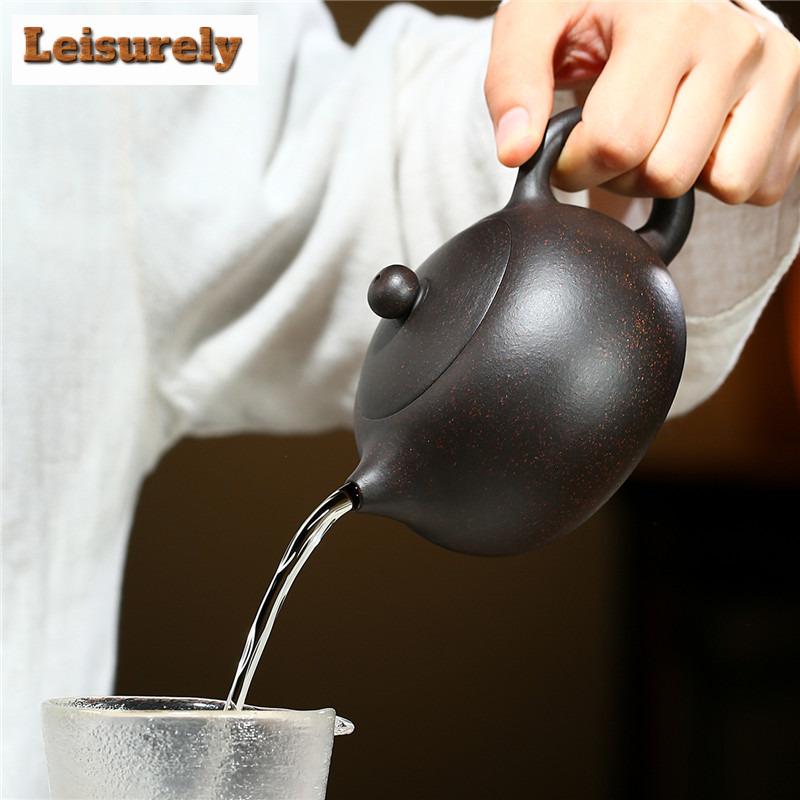 280ml tradiționale Yixing ceainice din lut violet lucrate manual Xishi oală minereu crud aur negru noroi ceainic chinezesc Zisha set de ceai cadou de ceai