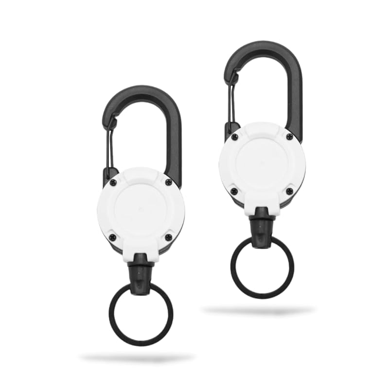 

[Regipro b] reel keychain set of 2 metal wire With carabiner telescopic (white)