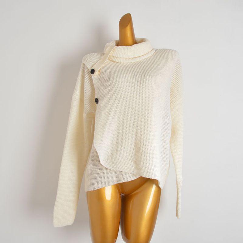Fall and Winter New Lazy Wind Turtleneck Pullover Asymmetrical Temperament Wild Loose Slimming Sweater Knitwear Tops Women
