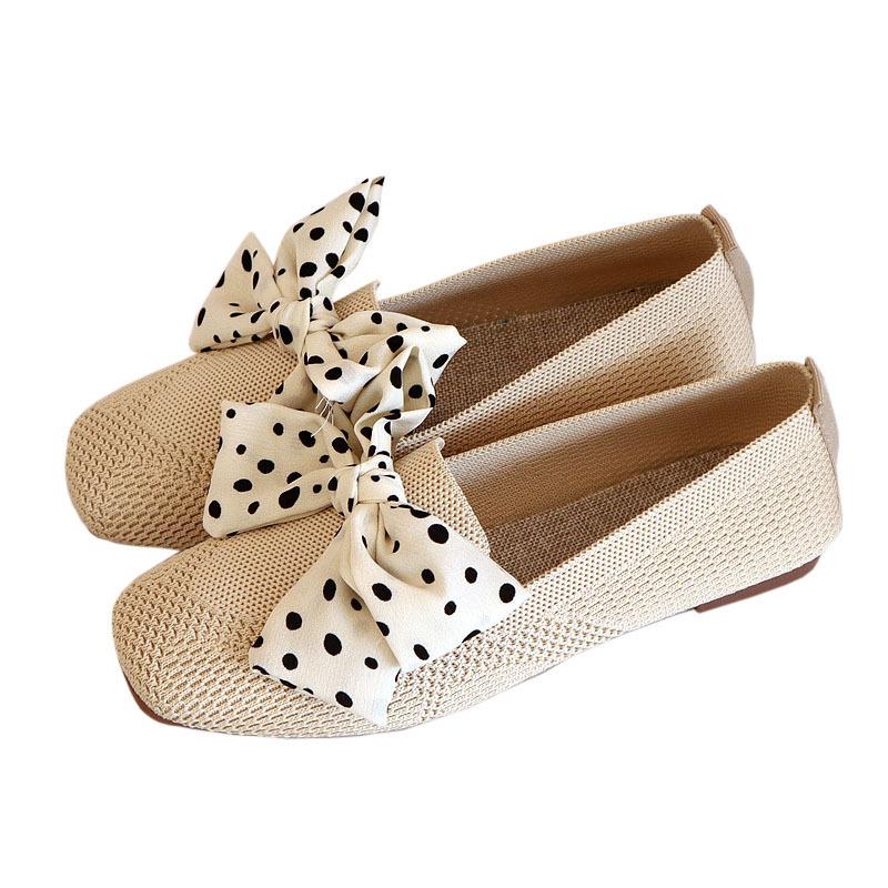 Fashion Women Flats Summer Breathable Mesh Shoe Fashion Butterfly Square Toe Single Shoes for Women Causal Walking Flats Slip-On Loafers