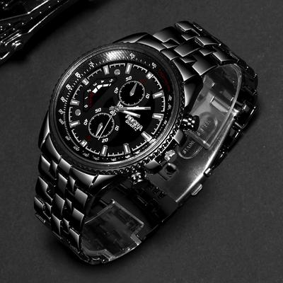 Black Men Sports Watches ROSRA Stainless Steel Watches Fashion Casual Military Army Wristwatch Relogio Masculino Horloge Mannen
