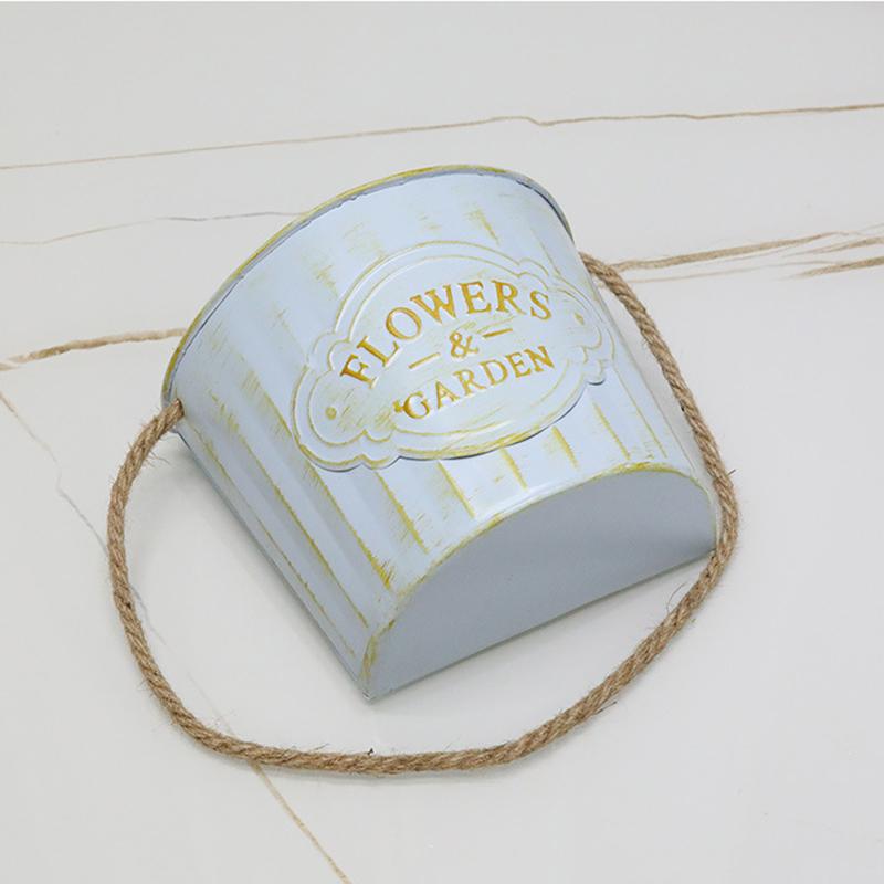 WTEMPO Retro Rural Ironwork Flower POTS Flower Vases Garden Hanging Buckets Exterior Wall Decorations Wall-hung Flower Baskets Balcony Hanging Buckets