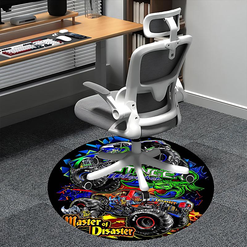 

Monster Truck Chair mat Round Rug-Office carpet, Machine Washable, Non-slip, Suitable for Living Rooms, Bedrooms 80cm