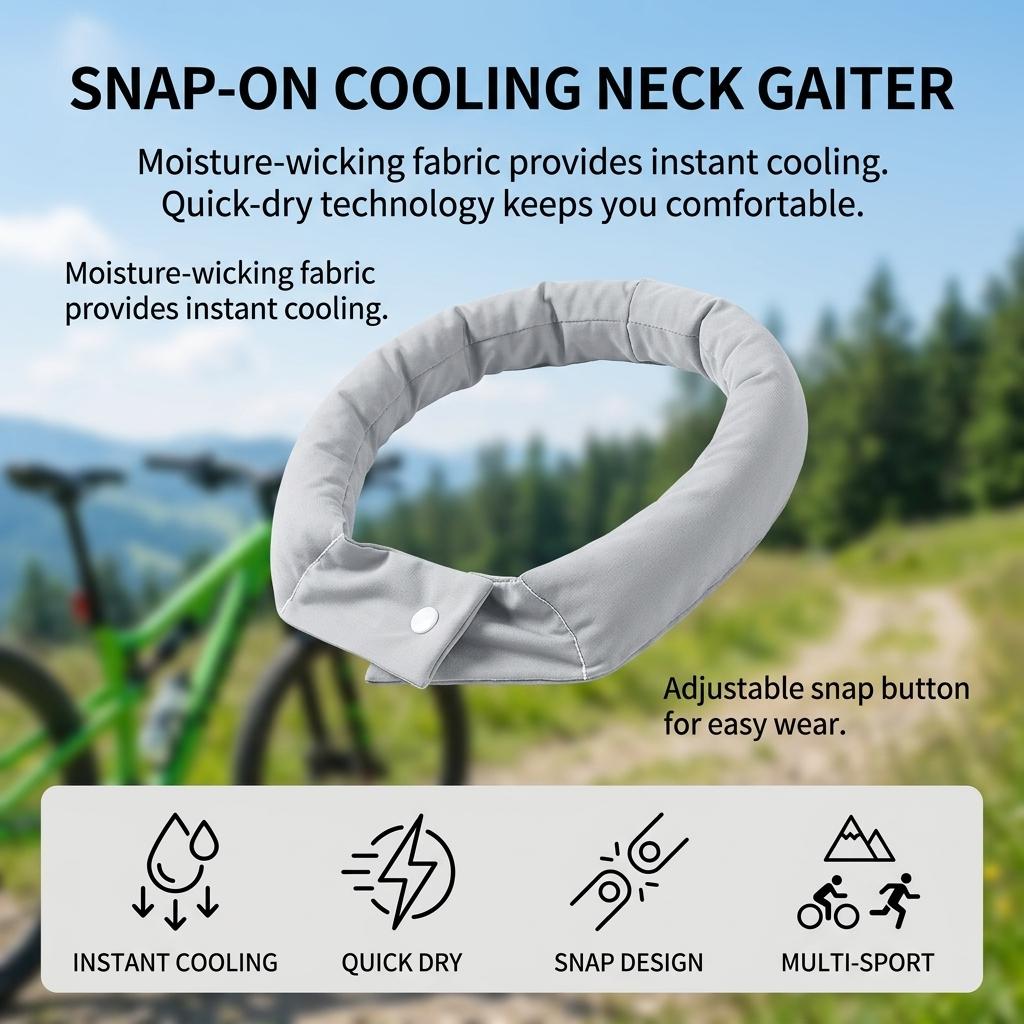 Cooling Neck Gaiter with Snap Button for Summer Outdoor Sports Quick Cooling Scarf