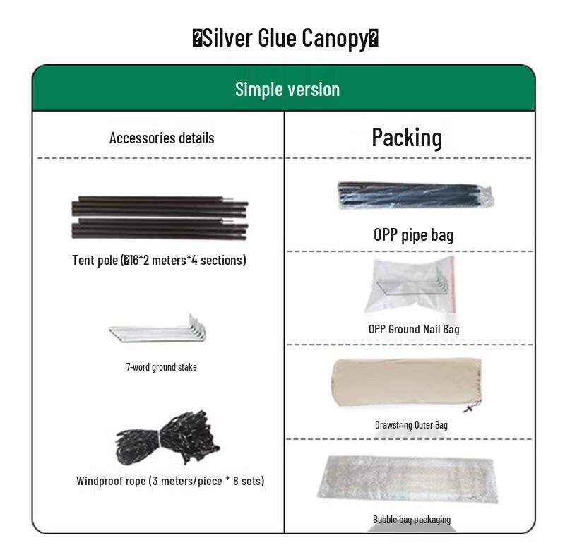 ZHHW Outdoor Camping Tarp Tent Square 3x3m