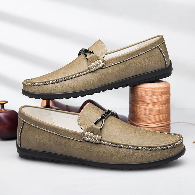 Fashion Genuine Leather Men Casual Shoes Fashion Formal Mens Loafers Moccasins Italian Breathable Slip on Flats Comfy Male Driving Shoes