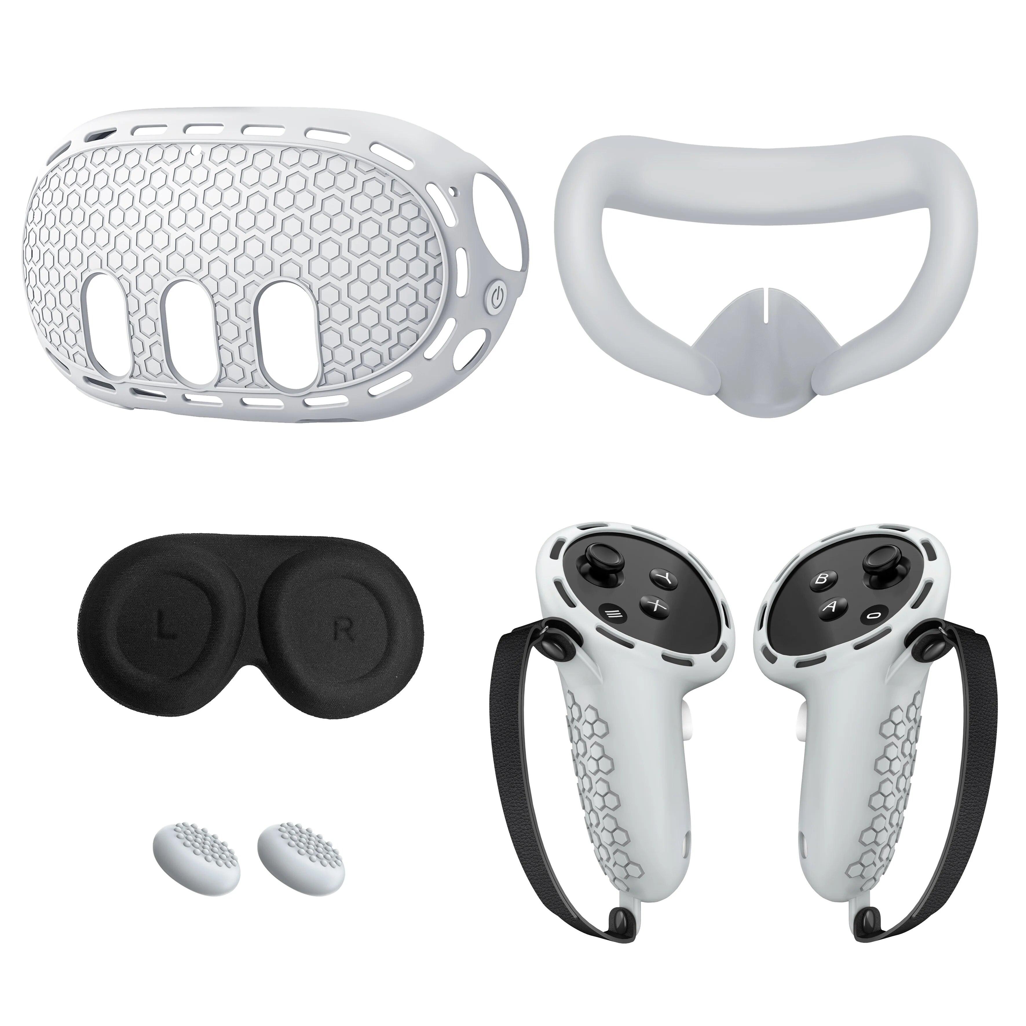 

Набор силиконовых чехлов для Oculus/Meta Quest 3, аксессуаров VR, защитный чехол, чехол для ручек контроллера, чехол для гарнитуры и лицевой чехол