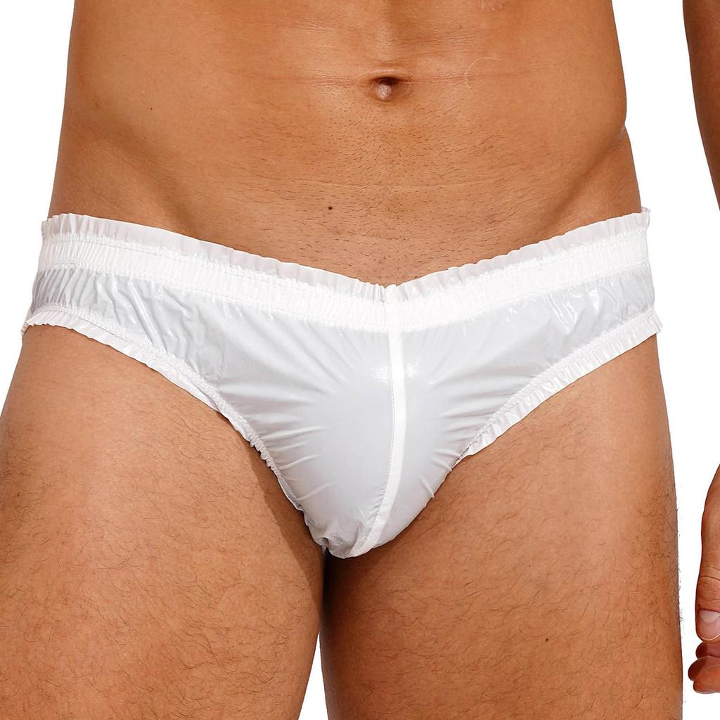 Mens Waterproof Briefs Low Rise Elastic Waistband Bulge Pouch Swim Underwear for Pool Parties