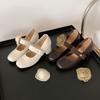 Size 33 small man heightening retro flower word with Mary Jane shoes women's ballet high heel light mouth single shoes