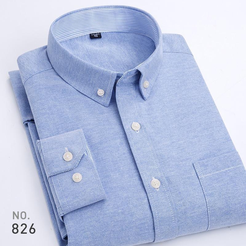 New Men's Oxford Striped Long Sleeve Shirt, Korean Slim Fit Youth Casual Fashion Button Up Shirt