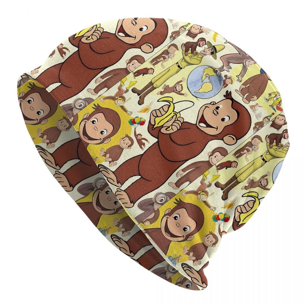 Curious George Collage Bonnet Hat Hip Hop Outdoor Skullies Beanies Hats Unisex Warm Multifunction Cap